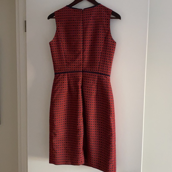 JCREW Red Blue Jacquard Graphic Work Dress - Picture 5 of 6